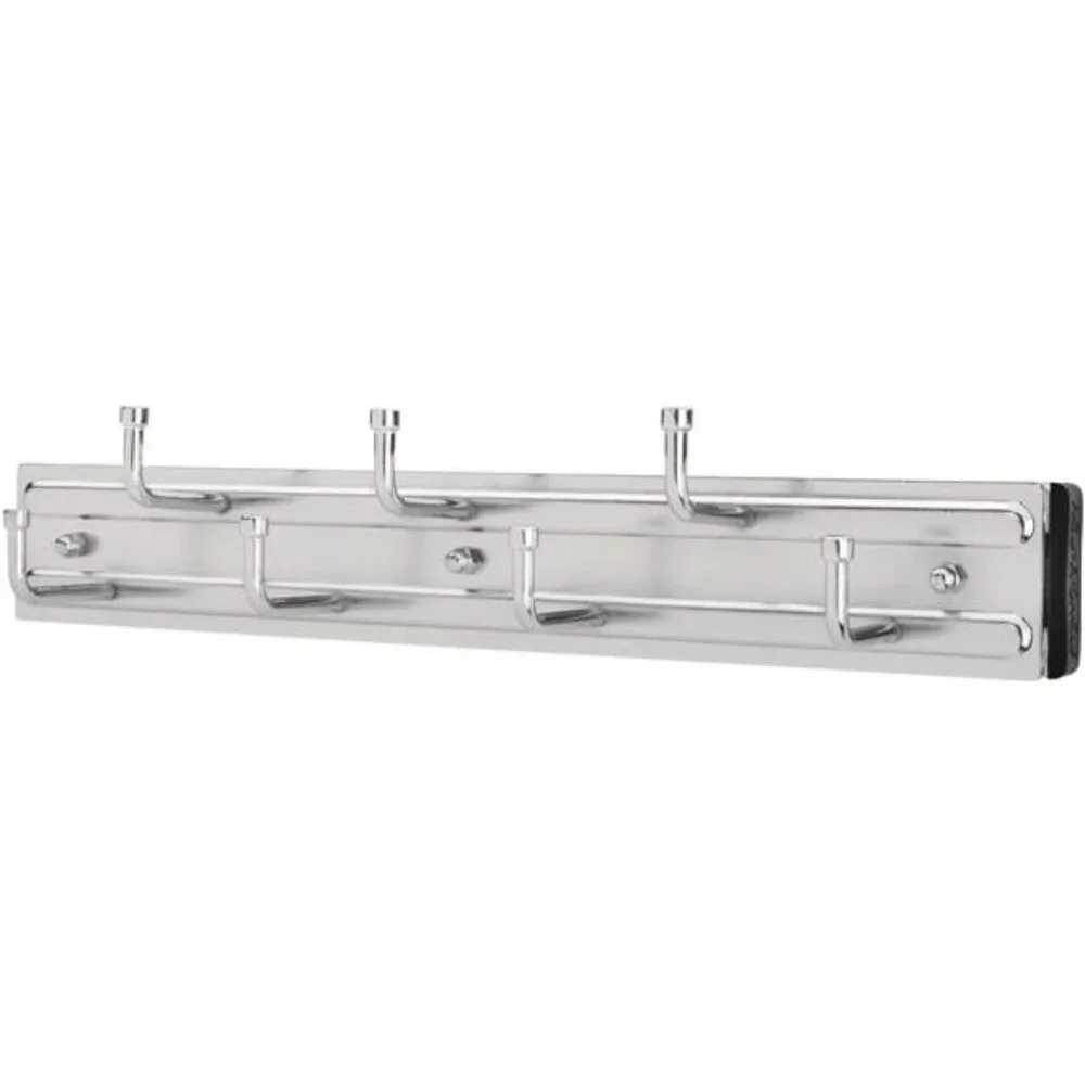 Pull Out Closet Rack Organizer 12 Inch Belt Tie Scarf Hanger with 7 Chrome Hooks